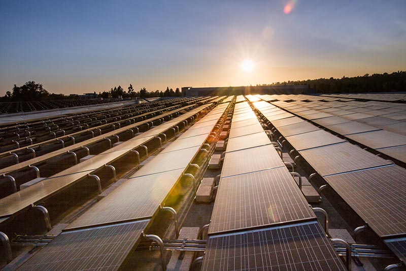 Solar panels on top of Eastside Parking Structure