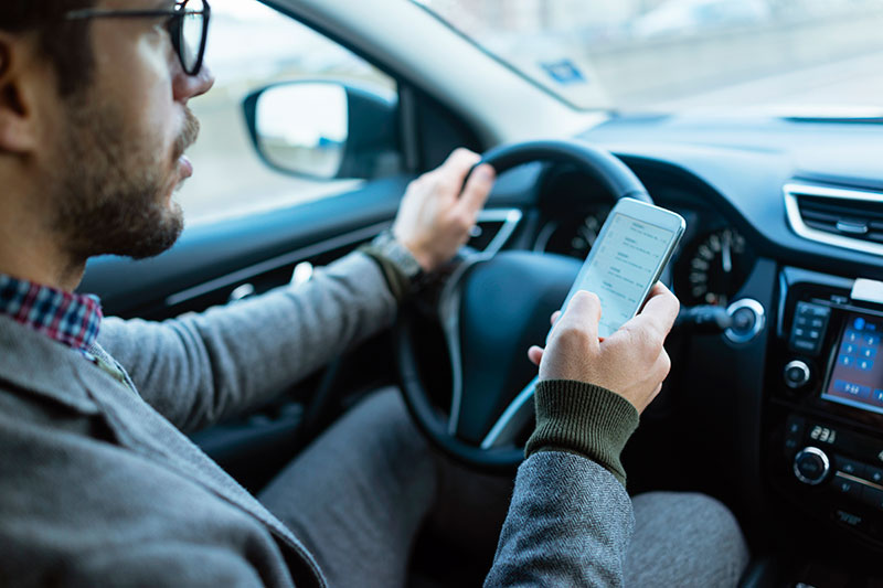 Driver texting while driving
