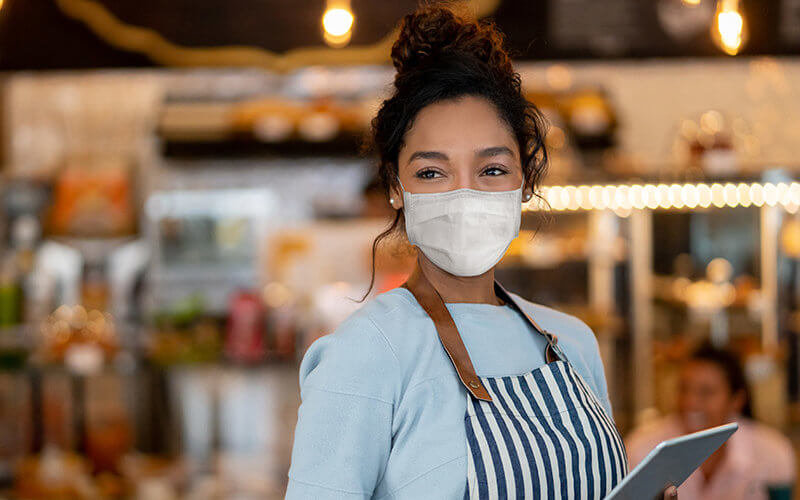 Restaurant Owner with COVID Mask