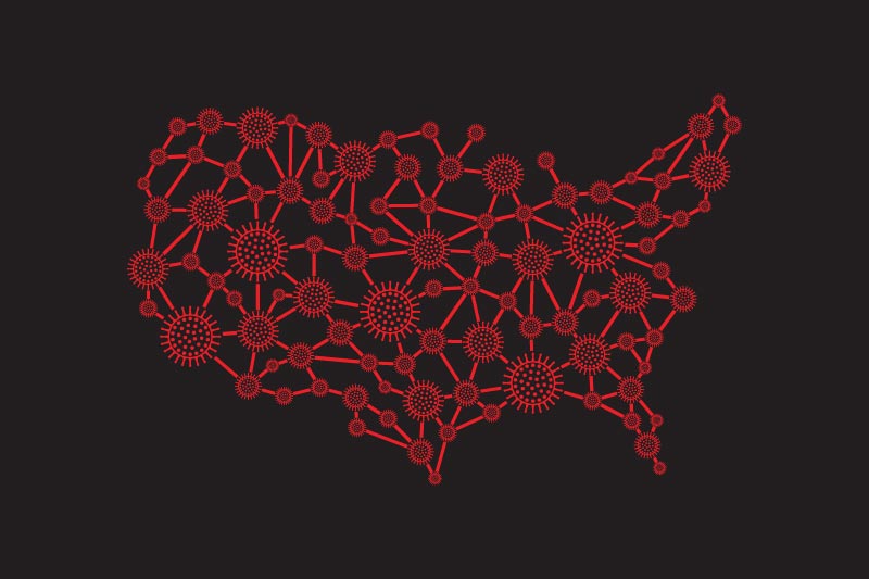 Illustration of COVID spread in US