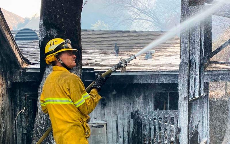 Robert Meeds fighting fire