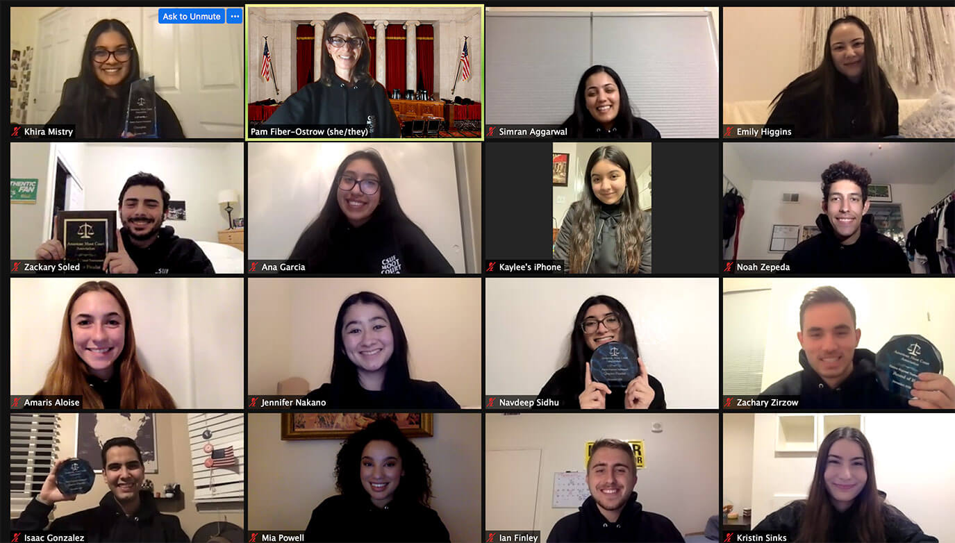 Moot Court Team in Zoom meeting