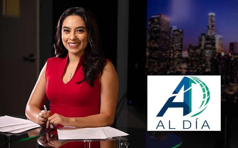 Kimberly Cruz at Al Dia news desk