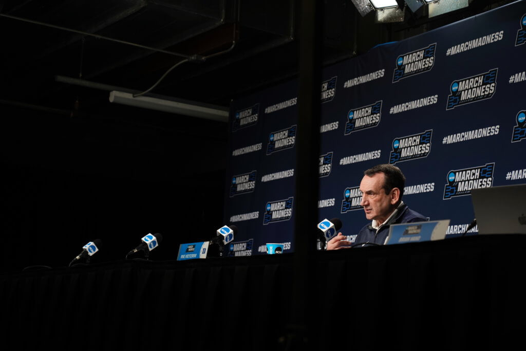man in press conference