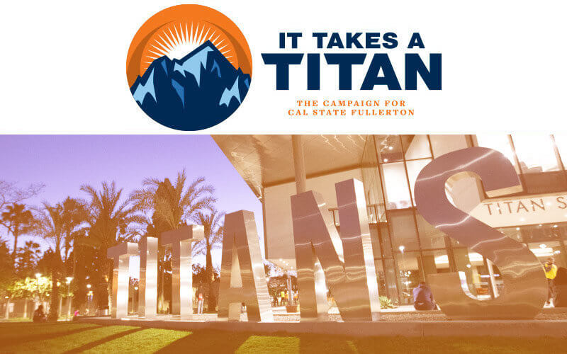 It Takes A Titan Campaign Logo and Titan Letters