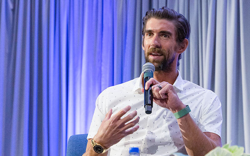 Michael Phelps lecturing at CSUF