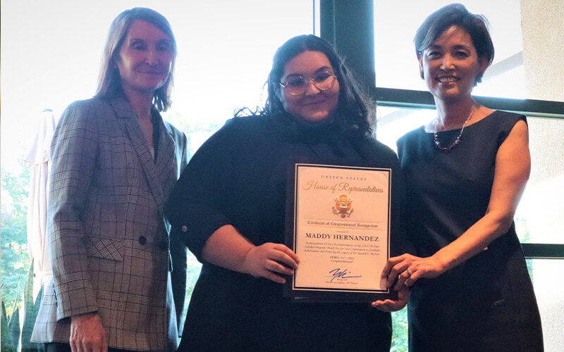 Madalyn Hernandez received a Certificate of Congregational Recognition