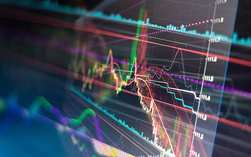 Candle stick graph chart of stock market investment trading