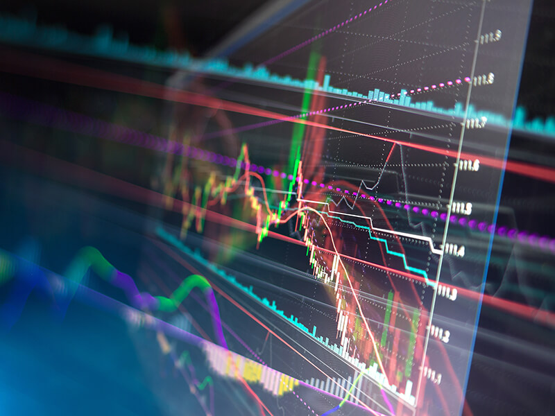 Candle stick graph chart of stock market investment trading