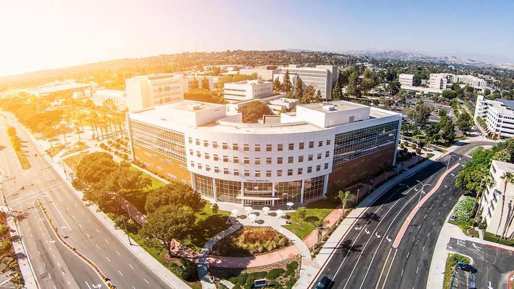 Sunrise aerial image of campus