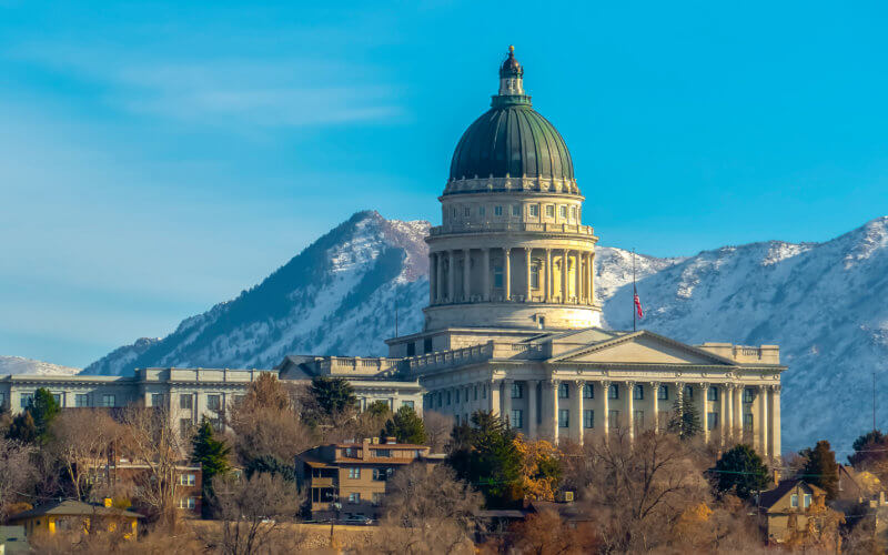 Utah State Capital Building viewed on a sunny day