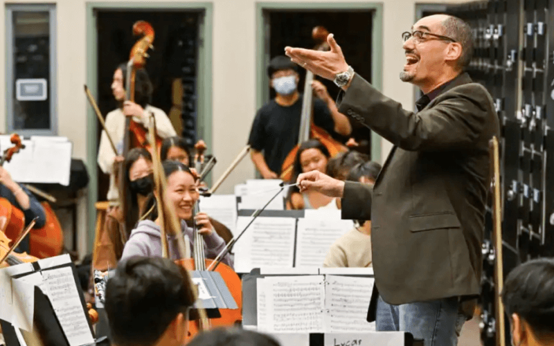 Teacher of the year Ben Case teaching music class