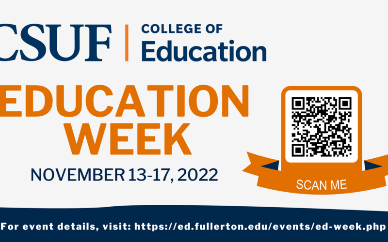 Education week flyer with QR code and weblink for event details