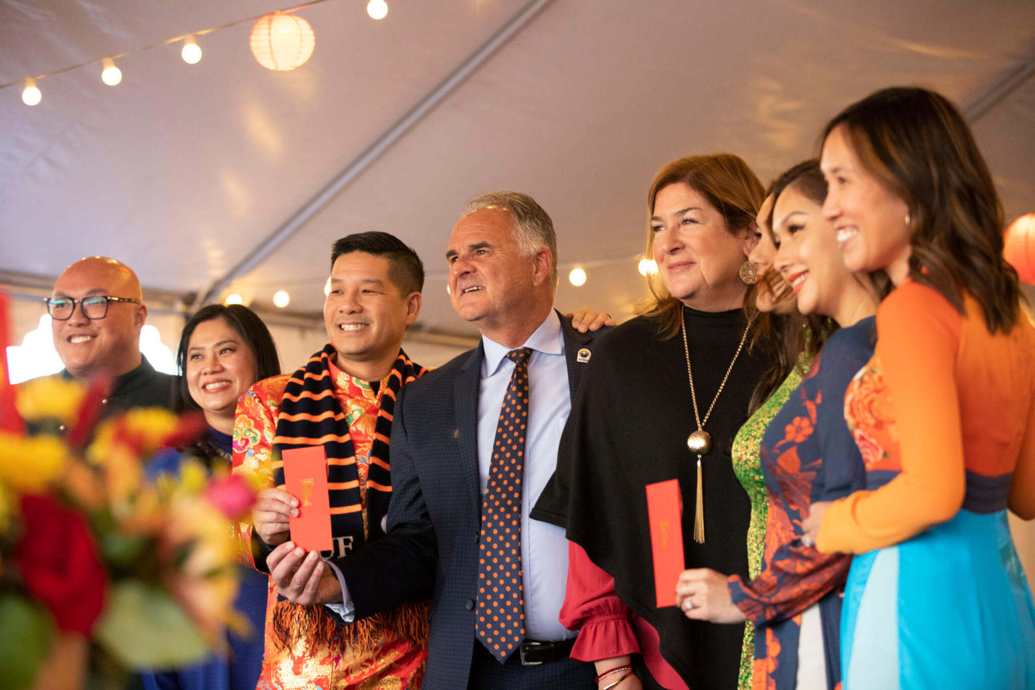 President Fram and First Lady Julie Virjee with guests at the Lunar New Year Celebration