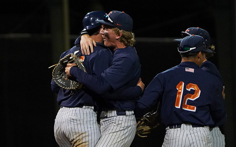 CSUF Baseball Players Celebrating