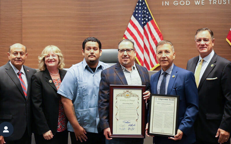 CSUF Delegation and Alexandro Gradilla with Resolution