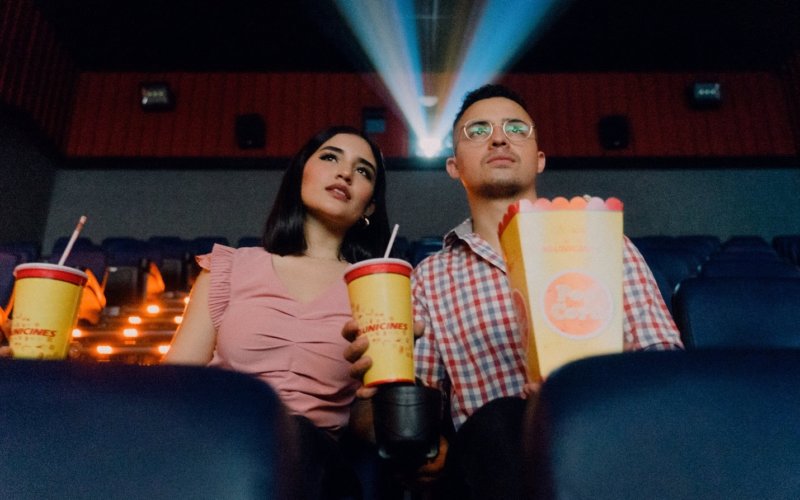 A couple watching a movie