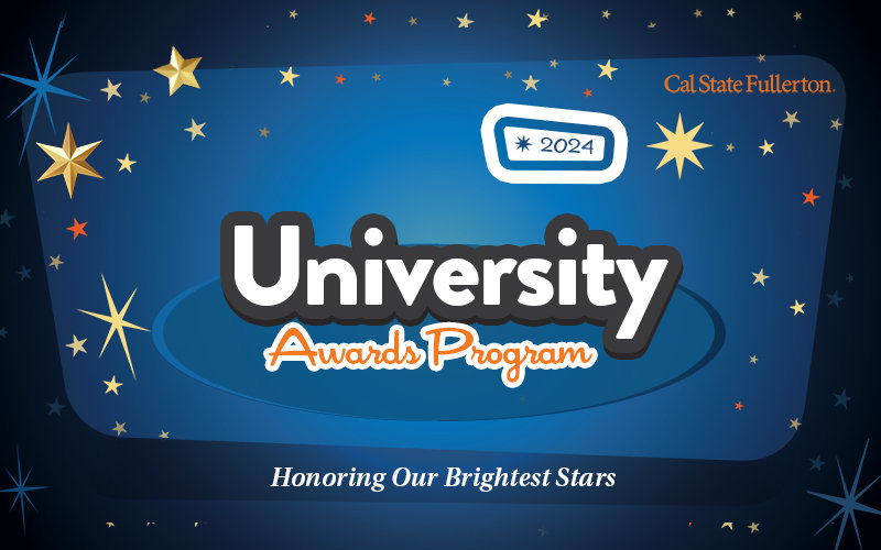 A retro style logo with gold and orange stars