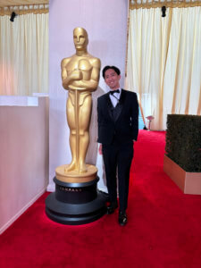 Mingyu Wu on the red carpet at the Academy Awards