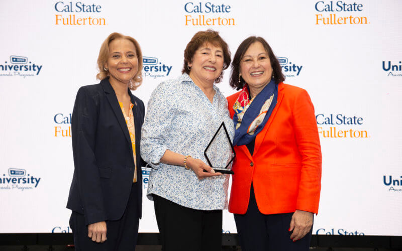 University Awards with President Sylvia Alva, right, Phenicia McCullough, Elizabeth “Liz” Morales