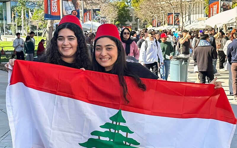 Mary Chamas with Flag