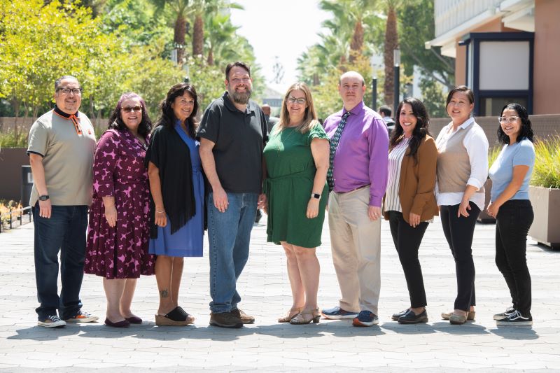 From left to right: Alexandro Gradilla; Michele Wood; Kristi Kanel; Greg Childers; Stacy Mallicoat; Matthew Jarvis; Nina Garcia; Su Swarat; Carolina Valdez