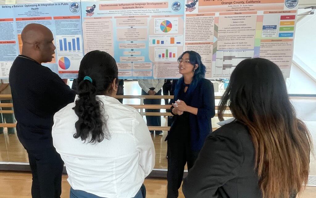 Student Brittany Merino Galdamez presents research about public health