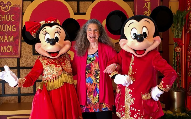 Disney Expert Andi Stein with Mickey and Minnie Mouse