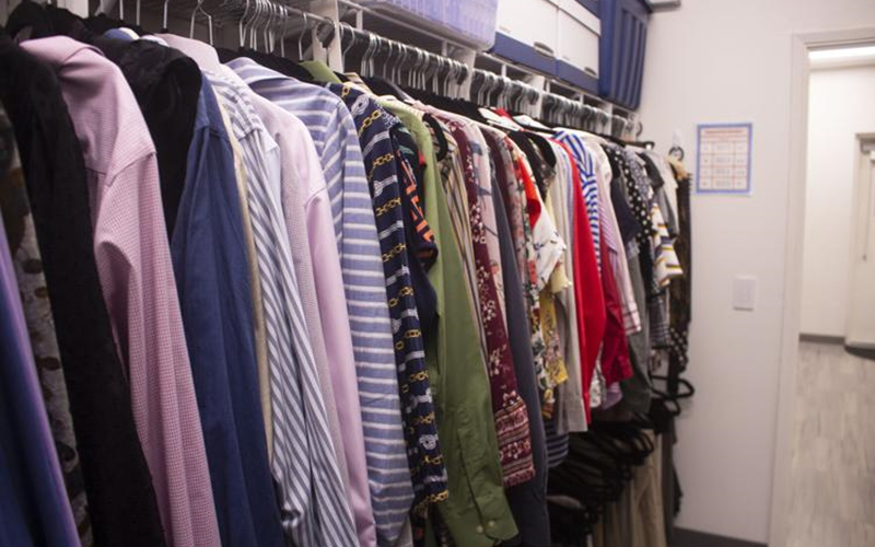 Closet full of different types of business attire