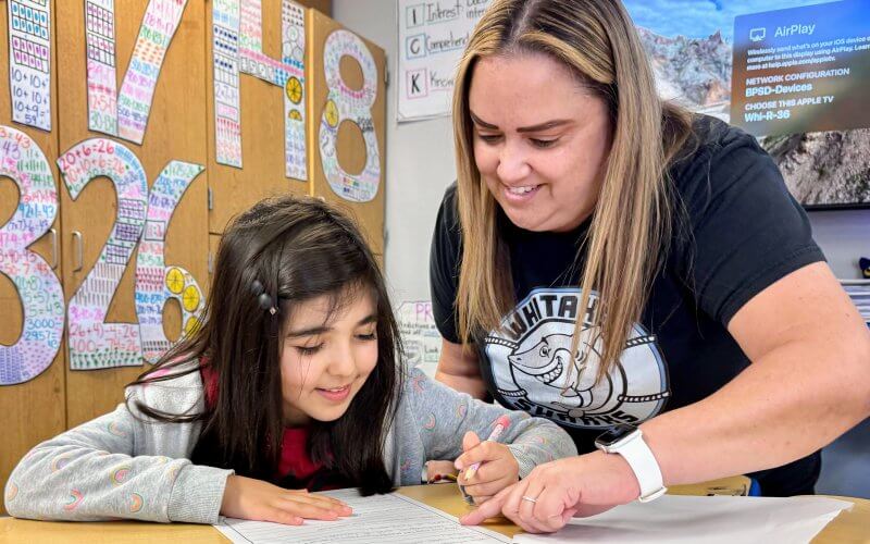 Special education teacher Suzanne Huerta with student