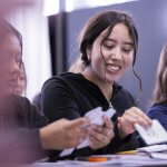 Urban learning program students Bianca Juan, Alexa Gomez and Sage Giambone