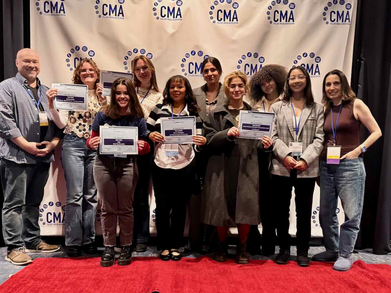 Daily Titan and Tusk Magazine students celebrate awards at Spring National Media Convention in New York.