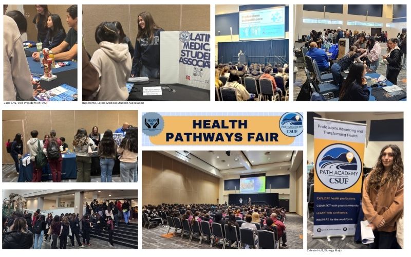 A collage of students at CSUF's Health Pathways Fair