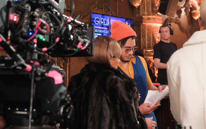 CSUF alum Shea William Vanderpoort, a TV and film director, on set in 2024. (Courtesy of Shea William Vanderpoort)