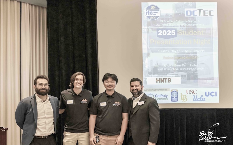 CSUF students present at the annual ITE SoCal/Orange County Traffic Engineering Council student presentation night.