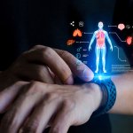 Biomedical display over human hand and smart watch