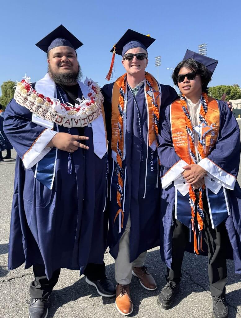 ECS Construction Collaborative and engineering students David Fulivai, Thomas “TJ” McGrath and Joel Bayquen