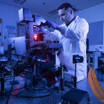 Jose Lopez-Ceja working in microbots lab