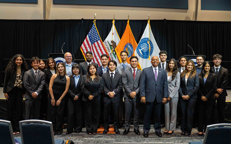 CSUF President Ronald Rochon with Associated Students Inc. student leaders