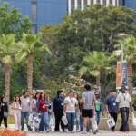 CSUF tour group walking