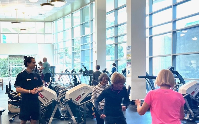 Group workout supervised by a kinesiology graduate student leader
