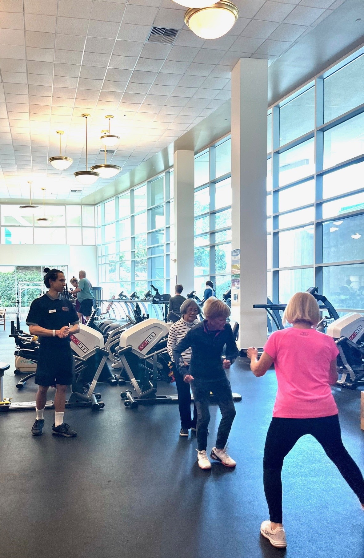 Group workout supervised by a kinesiology graduate student leader