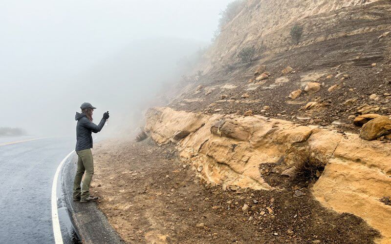 Geology Tracy Ortega photographs roadside cut