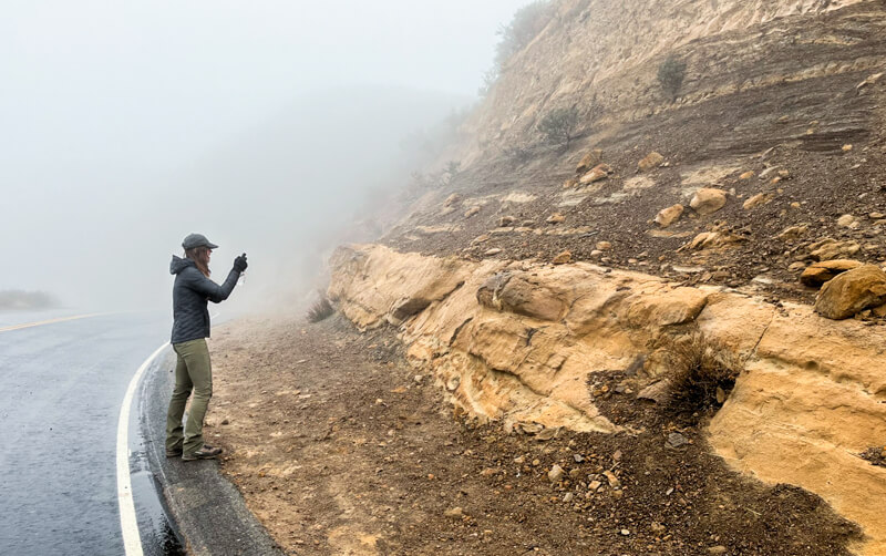 Geology Tracy Ortega photographs roadside cut