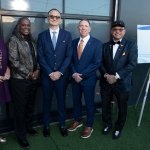 Group photo of Vision & Visionaries award honorees Kristin Crellin, Robin Holmes-Sullivan, Greg Wright, Michael T. Losquadro and Peter Mitchell