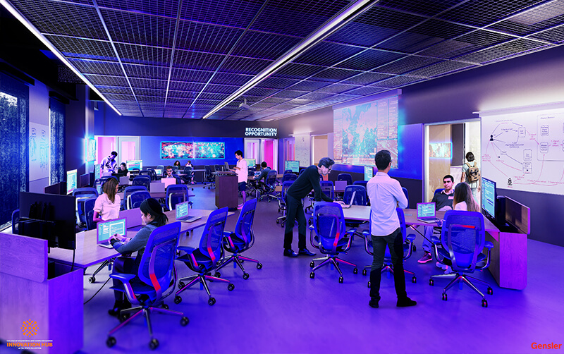 artist rendering of a cyber range for students to learn cybersecurity skills