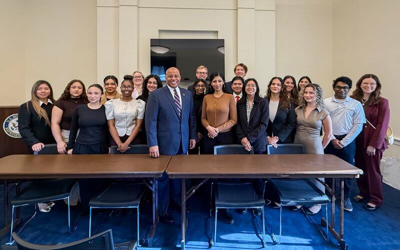President Ronald Rochon with students in the Cal State DC Scholars program