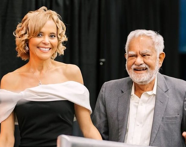 Phenicia McCullough and Prem Gupta on stage at the 2026 University Awards Program