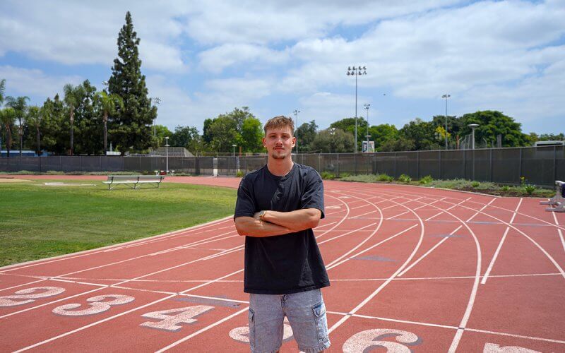 CSUF student-athlete Luke Hitchcock at Titan Track and Field
