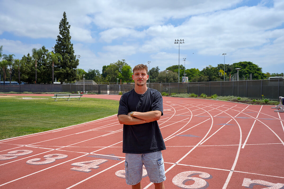 CSUF student-athlete Luke Hitchcock at Titan Track and Field